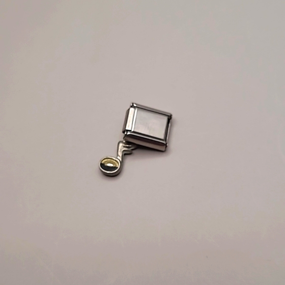 Music Note Dangle Italian Link Stainless Steel Nomination Style Charm - Picture 2 of 3